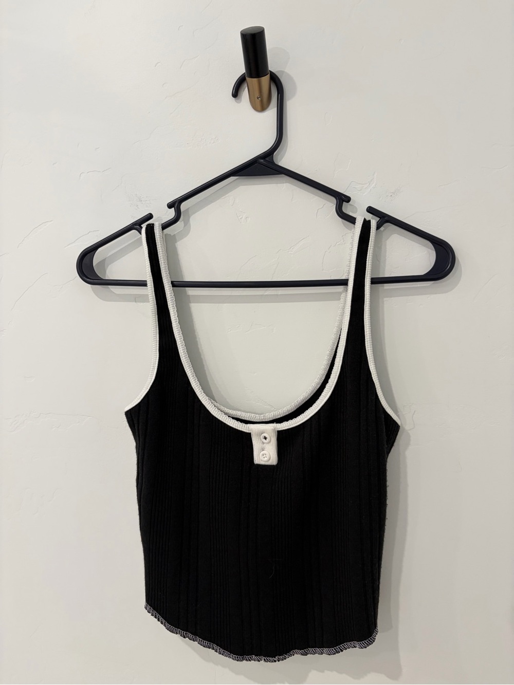 BDG Black Ribbed Contrast Trim Tank Top NWT